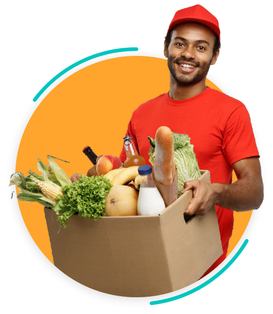 man holding groceries